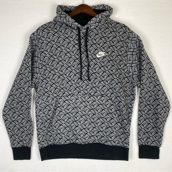 Nike NSW Hoodie Men’s Small All Over‎ Print Fleece Pullover Sweatshirt - Picture 1 of 10